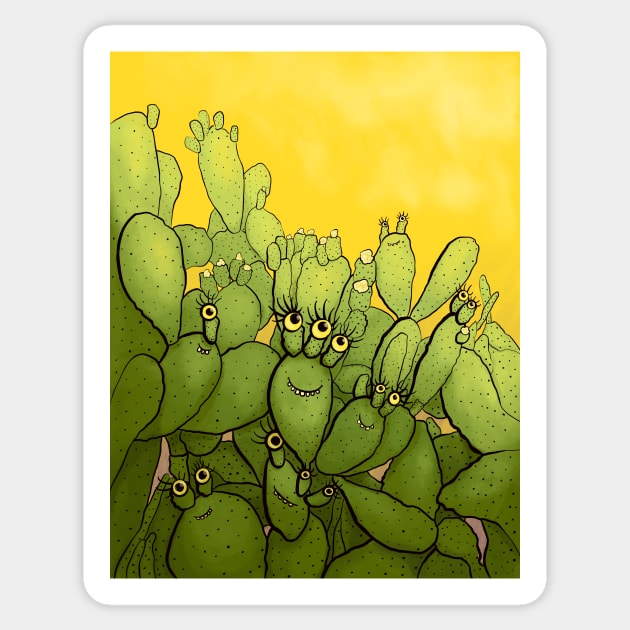 Funny Cactus Character Cute Succulent Creatures Sticker by Boriana Giormova